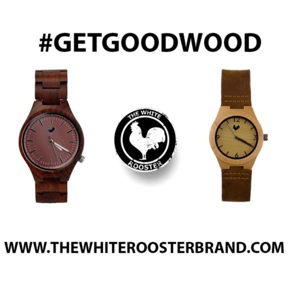 Rhode Island Red Wood Watch White Rooster Groom Father Gift Wedding Classic New - Picture 2 of 7